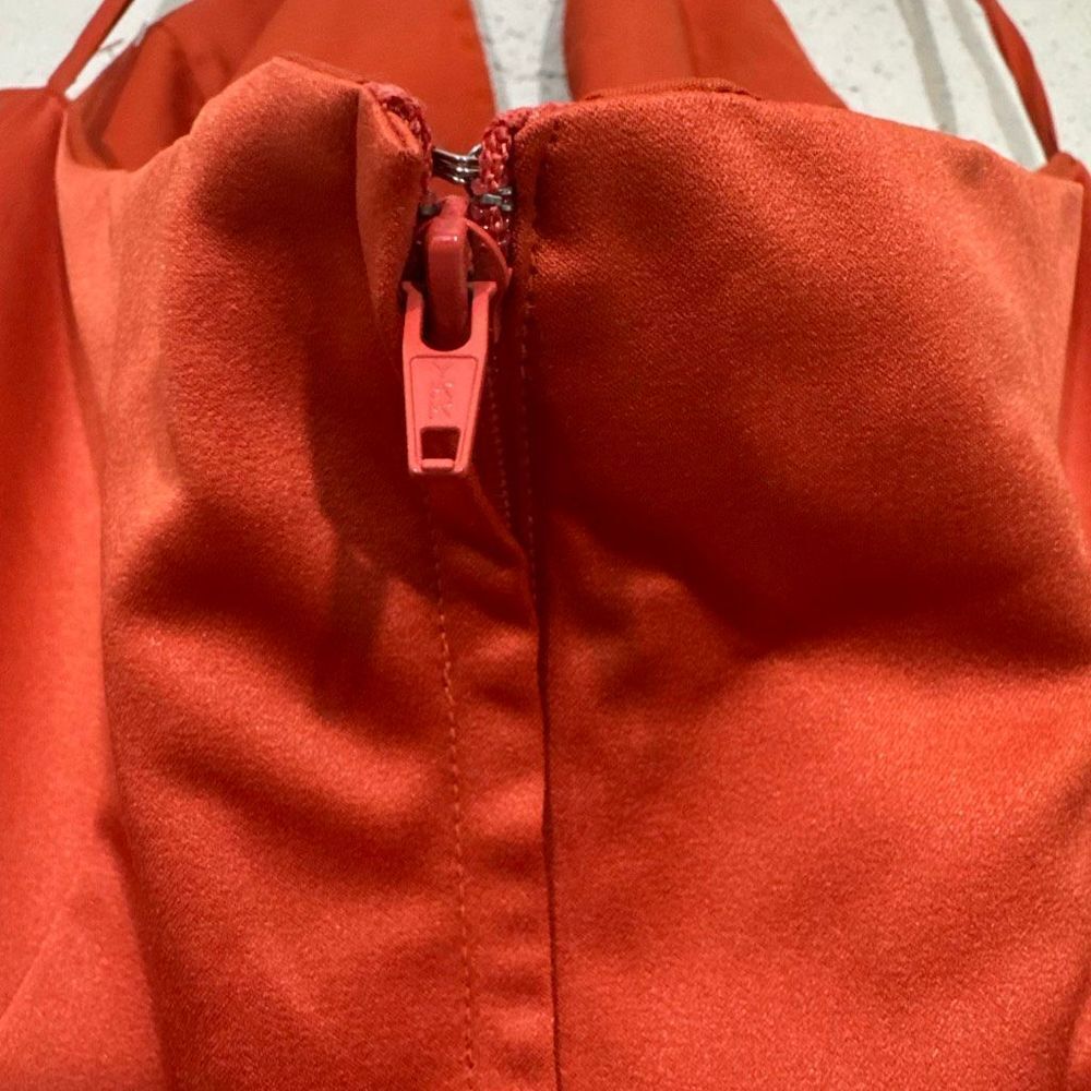 Vintage Orange Halter Evening Gown Women's Size 2 Embellished Glam Formal Dress - Picture 6 of 16